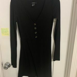 Forever 21 Black long sleeved dress with buttons